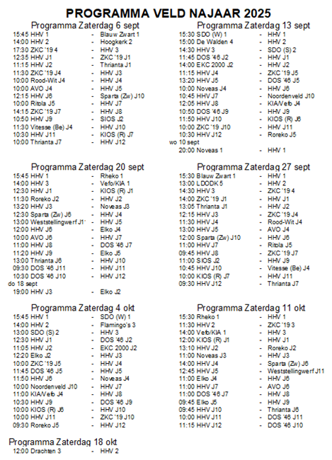 Programma veld najaar 2025